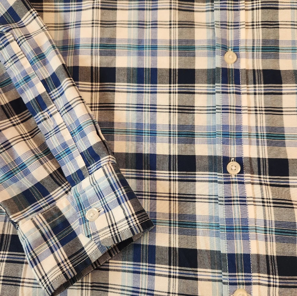NEW Banana Republic Men's Blue Plaid Flannel Oxford Shirt Size XL Classic Preppy